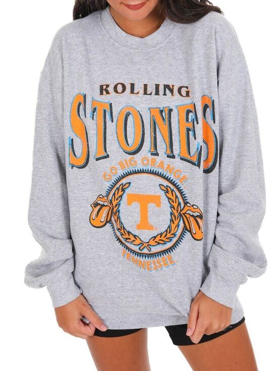 the Rolling Stones Tops - Rolling Stones Womens Gray Tennessee Volunteers College Seal Sweatshirt Small